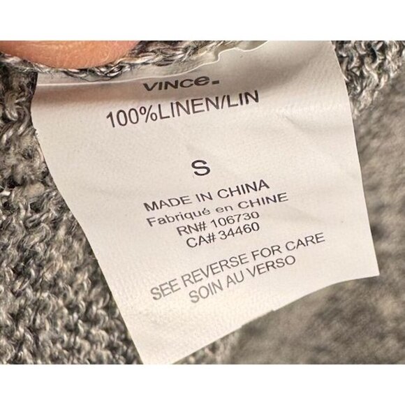 Vince. 100% linen knit sweater Top Gray size small - Picture 5 of 6